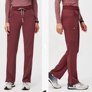 Figs Dark Cherry Kade High Waisted Cargo Scrub Pant